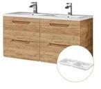 Lomado LUTON-56-CRAFT Doppel-Waschtisch Wotan Eiche 121x63x46cm (LA56-LUTON-56-CRAFT-SET17)