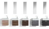 Stilform Gäste-WC Badmöbel Waschbecken mit Unterschrank und Ablagefächer ohne Spiegel, Schwarz Hochglanz