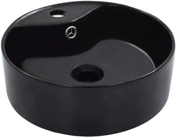 vidaXL Waschbecken mit Überlauf Keramik Schwarz (143912)