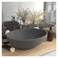 vidaXL Ovales Waschbecken matt dunkelgrau 40x33cm Keramik (146928)