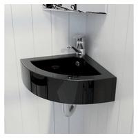 vidaXL Waschbecken mit &Uuml;berlauf 45 x 32 x 12,5 cm Schwarz