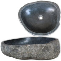 vidaXL Waschbecken Flussstein Oval (37-46)x(29-36) cm