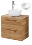 Lomadox Waschtisch 60cm mit Keramikbecken LUTON-56-CRAFT, Wotaneiche, B/H/T ca. 61/76,5/46 cm