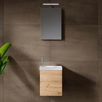 Riho Porto Fountain Handwaschbecken mit Waschtischunterschrank und LED-Spiegel, FPO040DP6DP6S02