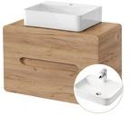 Lomadox Waschtisch 80cm mit Keramikbecken LUTON-56-CRAFT, Wotaneiche Nb. B/H/T 80/68/46 cm