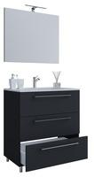 VCM Badm&ouml;bel Waschtisch Badinos Schwarz H. 143 x B. 60 x T. 46 cm
