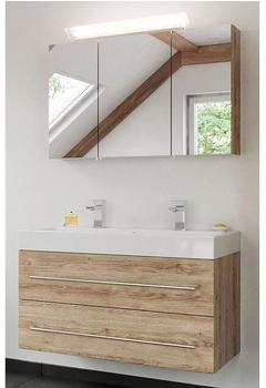 Lomadox badezimmer-waschplatz FES-3050-66, Waschtischunterschrank in Hochglanz weiß mit Mineralguss Waschbecken - B/H/T: 66/200/43cm