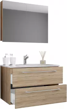VCM Waschplatz Set 3 tlg. Badinos 80x50x46 cm Sonoma Eiche