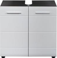 Trendteam Waschbeckenunterschrank Bad Schrank Linebad Sardegna Wei&szlig; Rauchsilber 60 X