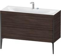 Duravit XViu Waschtisch-Unterschrank XV4712EB253C 120x48cm, 2 Schubkästen, 2 Hahnlöcher, schwarz matt, Rahmen C, kastanie dunkel