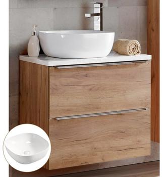 Lomadox Badezimmer Waschtisch Unterschrank Badmöbel Set Keramik Waschbecken Badezimmer