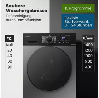 Bomann WA 7112 titan – Flexible Zeitplanung mit 24-Stunden-Vorwahl