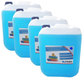 Faba Chemie 20 L Flüssigwaschmittel Konzentrat blau frisch herb GRATIS Ausgießer 4 x 5 L