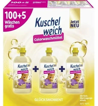 Kuschelweich fl&uuml;ssig - 3er Set f&uuml;r 105 Bunt-W&auml;schen, mikroplastikfrei, vegan - 5,77 l - Gl&uuml;cksmoment