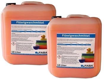 Faba Chemie Flüssigwaschmittel Konzentrat Vollwaschmittel 2x10 L orange inkl. Auslaufhilfe.