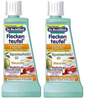 Dr.Beckmann 2x Fleckenteufel Fetthaltiges & Saucen 50 ml - Mit 3-Fach-Fettl&ouml;se