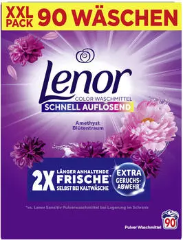Lenor Colorwaschmittel Pulver Amethyst Bl&uuml;tentraum 90 WL XXL-Pack