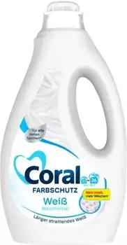 Coral Farbschutz Weiß Vollwaschmittel, flüssig, 1,3 Liter, Waschladungen 26