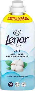 Lenor Weichspüler Light Frische Baumwollblüte, Vorteilsgröße, ohne Farbstoffe, milder Duft, 1,239 Liter, 59 WL