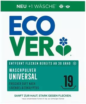 Ecover Waschmittel Universal Lavendel Eukalyptus, Pulver, ökologisch, 0,95 kg, Waschladungen 19