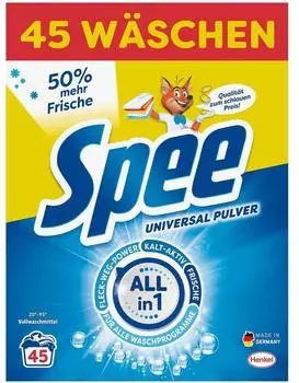 Spee Aktiv Pulver Universal 4in1, Pulver, Strahlkraft, 2,25 kg, Waschladungen 45