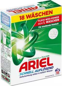 Ariel Universal+, Vollwaschmittel, Pulver, 0,9 kg Waschladungen 18