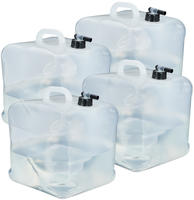 Relaxdays Faltbarer Wasserkanister 4er Set, 20l, Faltkanister Mit Hahn, Bpa-frei,