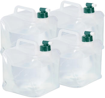 Relaxdays Faltkanister 5L BPA-frei mit Hahn 4er Set transparent/grün