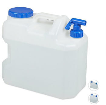 Relaxdays Wasserkanister mit Hahn BPA-frei 18L weiß/blau
