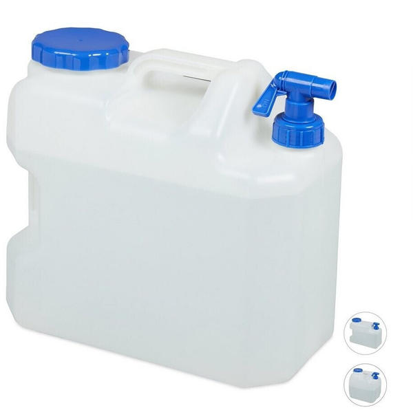 Relaxdays Wasserkanister mit Hahn BPA-frei 18L weiß/blau