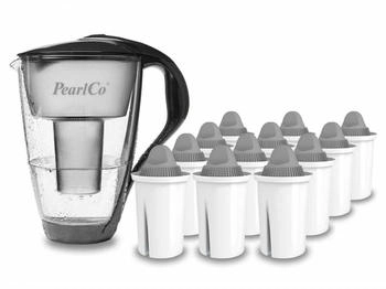 PearlCo Glas-Wasserfilter anthrazit inkl. 12 Protect+ Filterkartuschen - 112-016 PearlCo Glas-Wasserfilter anthrazit inkl. 12 Protect+ Filterkartuschen - 112-016