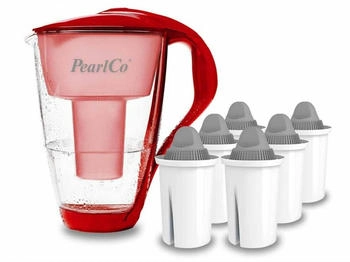 PearlCo Glas-Wasserfilter rot inkl. 6 Protect+ Filterkartuschen - 111-017 PearlCo Glas-Wasserfilter rot inkl. 6 Protect+ Filterkartuschen - 111-017