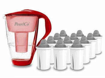 PearlCo Glas-Wasserfilter rot inkl. 12 Protect+ Filterkartuschen - 112-018 PearlCo Glas-Wasserfilter rot inkl. 12 Protect+ Filterkartuschen - 112-018