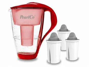 PearlCo Glas-Wasserfilter rot inkl. 3 Protect+ Filterkartuschen - 110-017 PearlCo Glas-Wasserfilter rot inkl. 3 Protect+ Filterkartuschen - 110-017