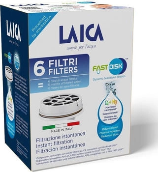 Laica Fast Disk Filter patentiert mit Aktivkohle, Lebensdauer 1 Monat/120 l, 6 Stück