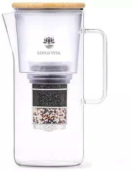 Lotus Vita Wasserfilter Glaskanne Katara mit Blume des Lebens 1,4L - Natura Plus