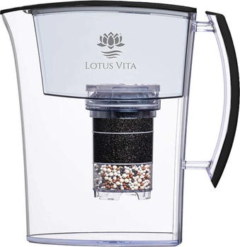 Lotus Wasserfilter Kanne 1,6L - Schwarz Matt - Natura Plus