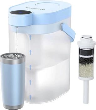 Waterdrop FreshTaste Wasserentharter Elektrischer Wasserfilter Kanne, 4L Wasserfilter Spender für Kühlschrank, Blau(Ersatzfilter: WD-EWFS)