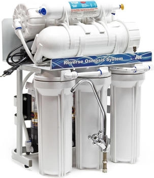 NATUREWATER NW-RO400-E2 Umkehrosmoseanlage 1500 L/Tag, 5-stufiges Trinkwasser Filtrationssystem, Osmose System mit Druckerhöhungspumpe
