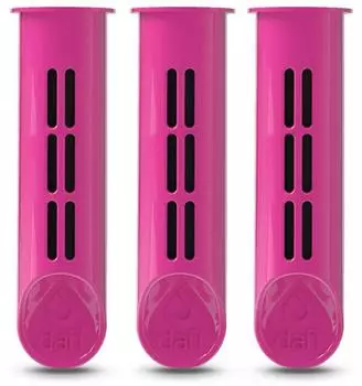 Dafi Dafi Set di 3 filtri per bottiglia filtro Soft e Solid, rosa - Filtri sostituibili, ecologico, senza BPA - Rimuove il gusto e l'odore del cloro