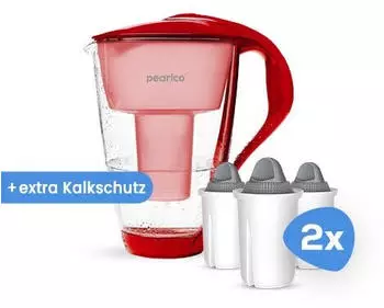 PearlCo Glas-Wasserfilter weiß inkl. 6 AquaMag Filterkartuschen - 111-008