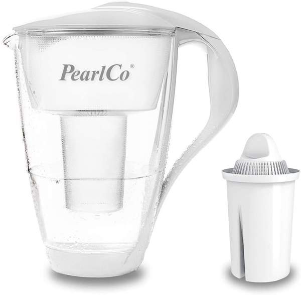 PearlCo Glas-Wasserfilter classic inkl. 1 Filterkartusche weiß