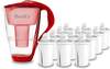 PearlCo Glas-Wasserfilter classic inkl. 12 Filterkartuschen rot