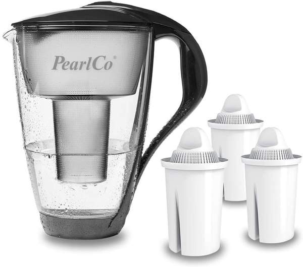 PearlCo Glas-Wasserfilter classic inkl. 3 Filterkartuschen anthrazit