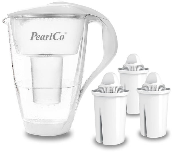 PearlCo Glas-Wasserfilter classic inkl. 3 Filterkartuschen weiß