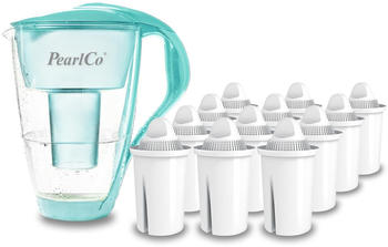 PearlCo Glas-Wasserfilter classic inkl. 12 Filterkartuschen mint