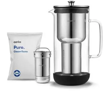 Aarke Wasserfilter Purifier aus Glas und Edelstahl