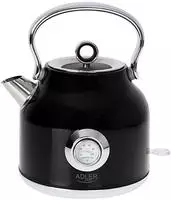 Adler AD 1346 Wasserkocher in Schwarz, 1,7 Liter, 2200 Watt, aus Edelstahl mit