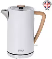 Adler AD 1347 Wasserkocher in Wei&szlig;, 1,7 Liter, 2200 Watt, aus Edelstahl mit