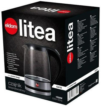 Eldom C410 LITEA elektrischer Wasserkocher 1,2 L 1500 W Schwarz Transparent